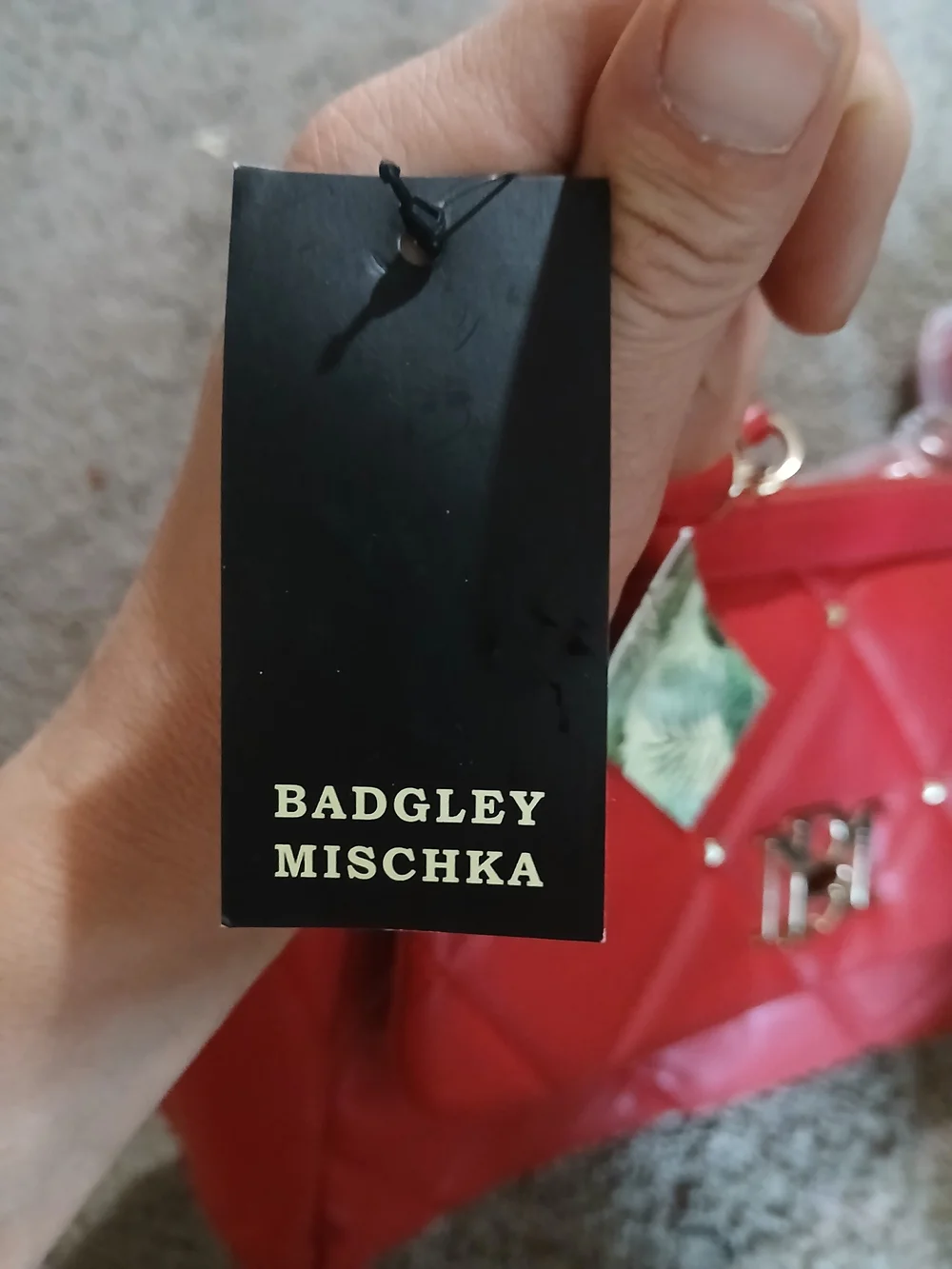 Badgley Mischka Red Quilted Satchel with Gold Hardware
